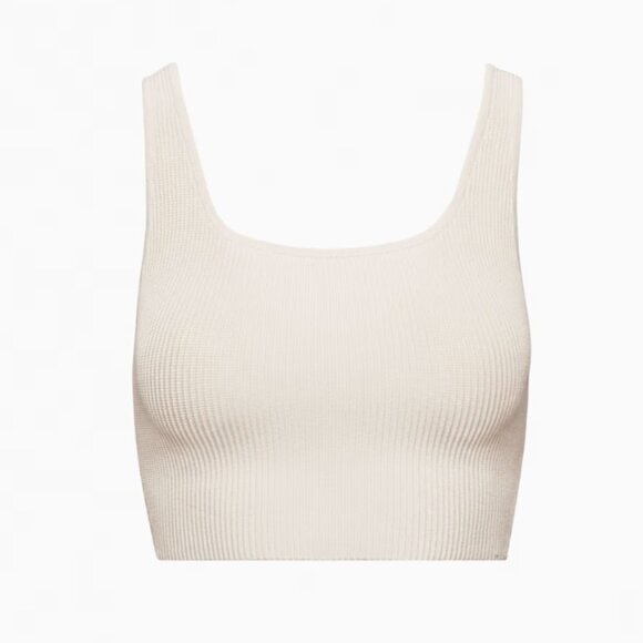 Babaton Aritzia Sculpt Knit Square Neck Cropped Ribbed Tank Top Women's M - Picture 2 of 7